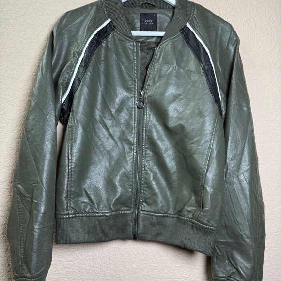 Joes Ss Collection Womens Faux Leather Bomber Jacket Size S Olive Green - Picture 2 of 9